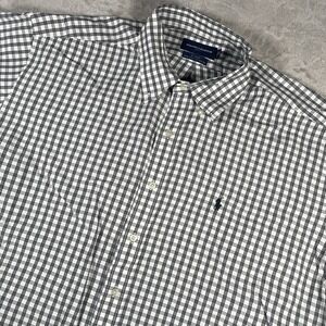 Ralph Lauren Blake Men's XXL White‎ Window Pane Short Sleeve Button Down Shirt